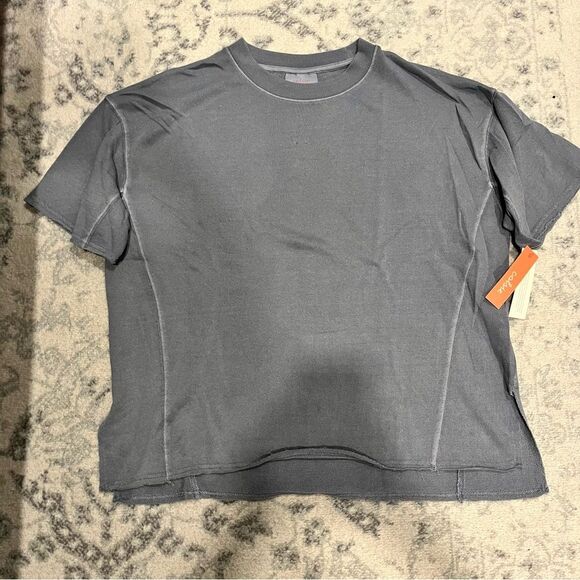 NWT Colsie Gray Oversized Short Sleeve Sweatshirt Size XS - Picture 2 of 7
